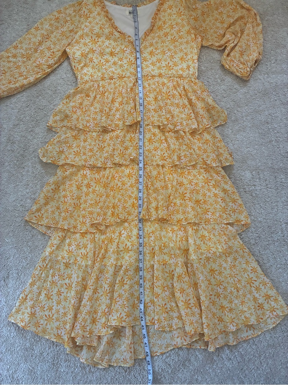 All Things Mochi Luz Yellow Floral Tiered Maxi Dress Size S - Picture 6 of 6